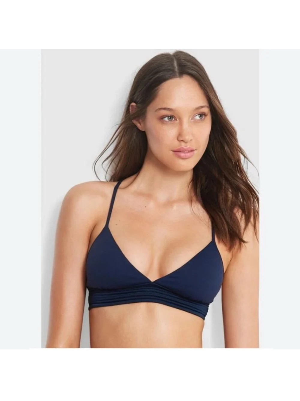 New Seafolly Quilted Fixed Tri Swimsuit Top Indigo Sz 8